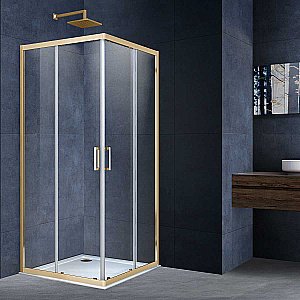 Душевой уголок Vincea Alpha VSS-3AL100CLG 100х100 стекло прозрачное/профиль золото брашированное купить в интернет-магазине Sanbest