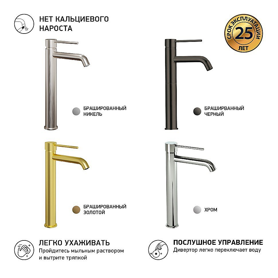 Смеситель для раковины Paini Cox 78PW205OLL никель брашированный купить в интернет-магазине сантехники Sanbest