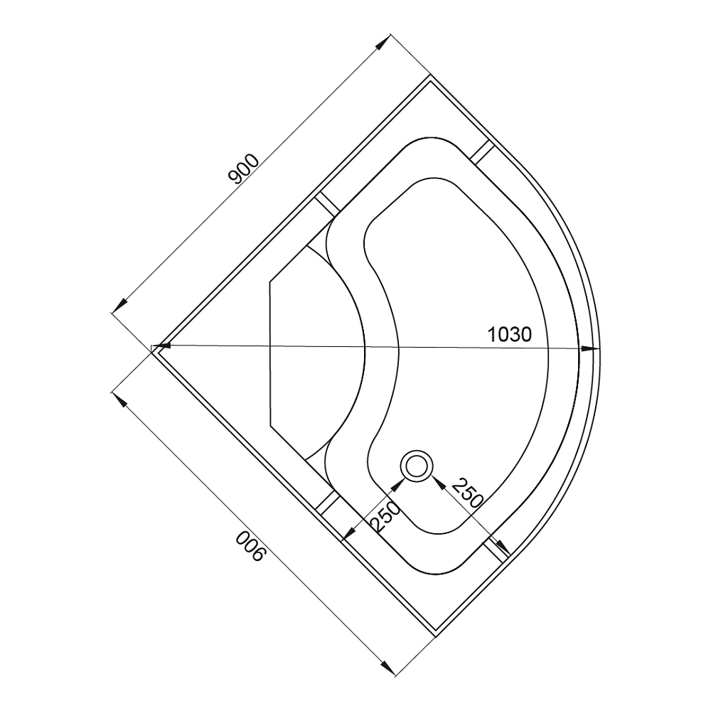 Душевая кабина Deto Серия B B90 BLACK 90x90 купить в интернет-магазине Sanbest