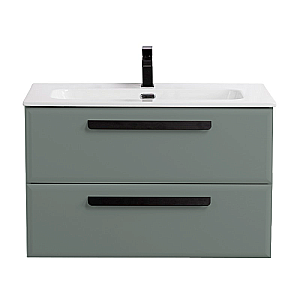 Тумба с раковиной Cezares ECO-CER-N-800-2C-SO-GVO-P+CZR-8073-80 Серо-зеленая матовая для ванной в интернет-магазине Sanbest