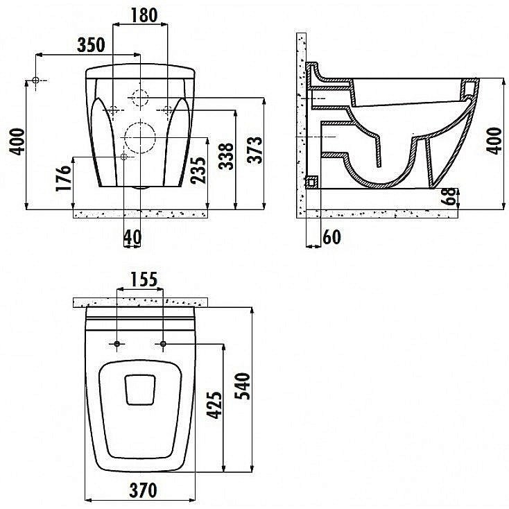 Унитаз подвесной с функцией биде CREAVIT BULL BL320-00CB00E белый купить в интернет-магазине Sanbest