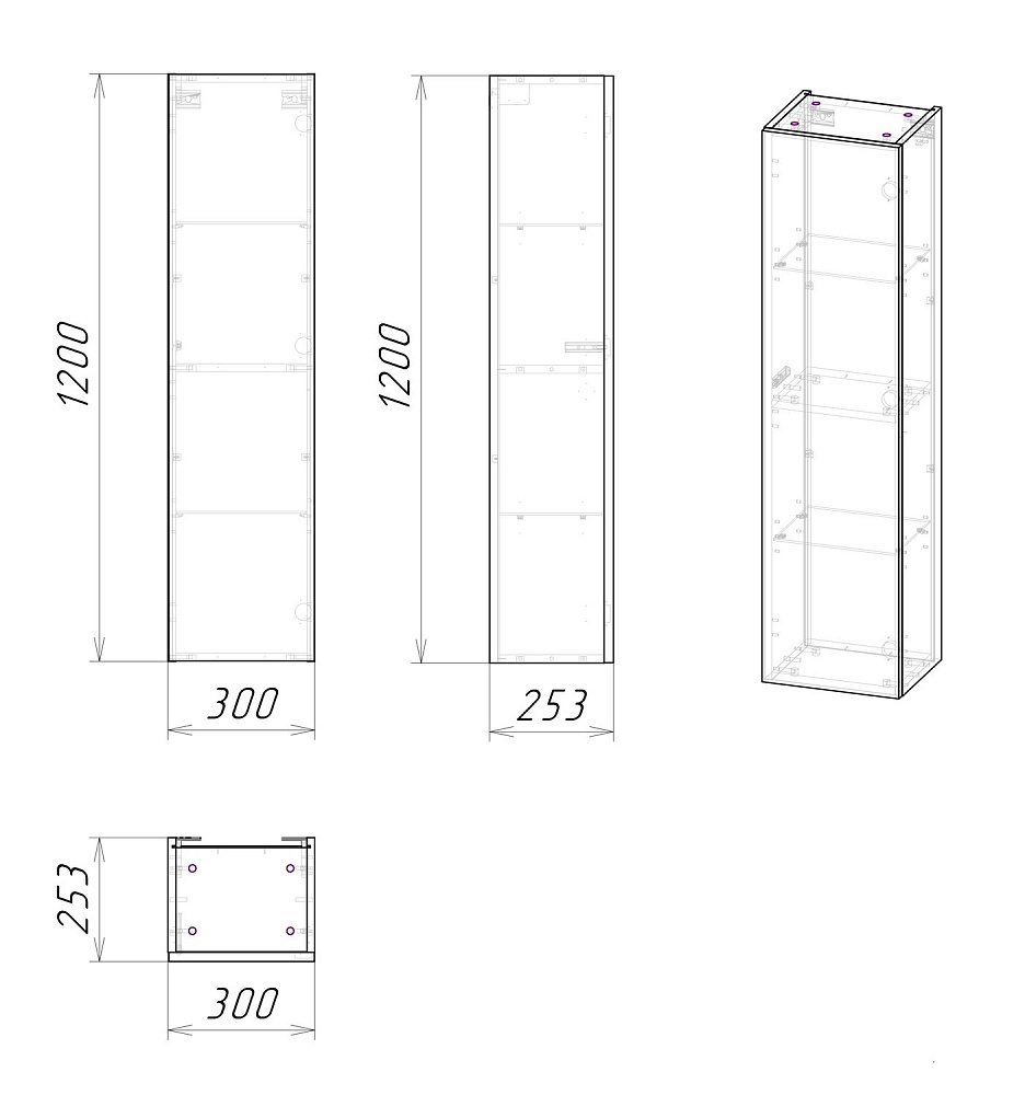 Пенал подвесной Grossman Альба 303010 30 веллингтон/бриз для ванной в интернет-магазине сантехники Sanbest