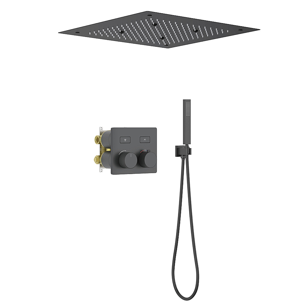 Душевая система встроенная с термостатом Timo Petruma SX-5209/03SM черная матовая купить в интернет-магазине сантехники Sanbest