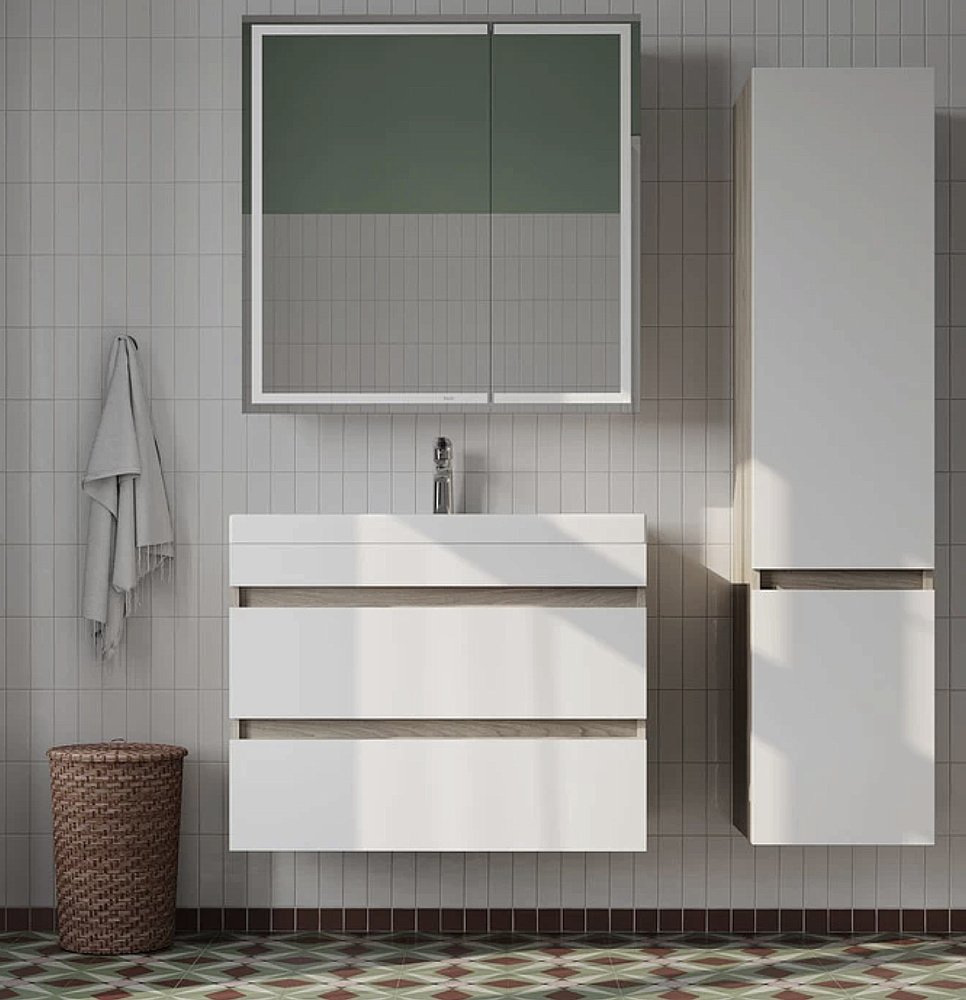 Пенал Iddis Zodiac ZOD35A0i97 белый матовый/светлое дерево для ванной в интернет-магазине сантехники Sanbest