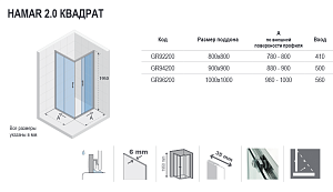 Душевой уголок Riho HAMAR 2.0 GR92200 80x80 купить в интернет-магазине Sanbest