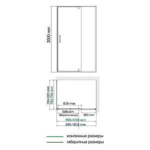 Душевой уголок WasserKRAFT Aisch 55P17 100х80 стекло прозрачное/профиль матовое золото купить в интернет-магазине Sanbest