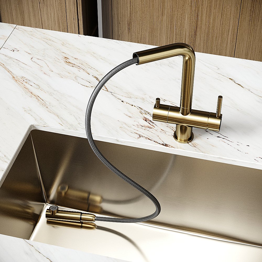 Смеситель для кухни Sancos Spin SC4015BG брашированное золото купить в интернет-магазине сантехники Sanbest