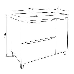 Тумба с раковиной Azario Lotos 100/2 Н CS00093901 белая для ванной в интернет-магазине Sanbest