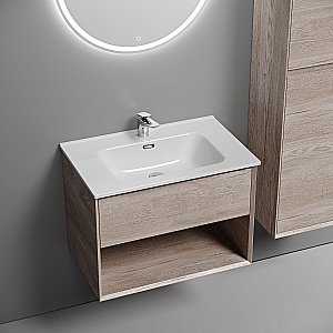 Тумба с раковиной Sancos Marmi 1.0 70 MR1.070EG дуб галифакс натуральный для ванной в интернет-магазине Sanbest