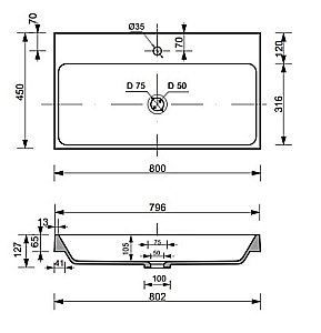 Раковина Эстет MALIBU silk 80 ФР-00014943 белая матовая купить в интернет-магазине Sanbest