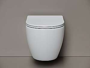 Унитаз подвесной Ceramica Nova Mia CN1805T белый, безободковый, с крышкой микролифт, слив торнадо купить в интернет-магазине Sanbest