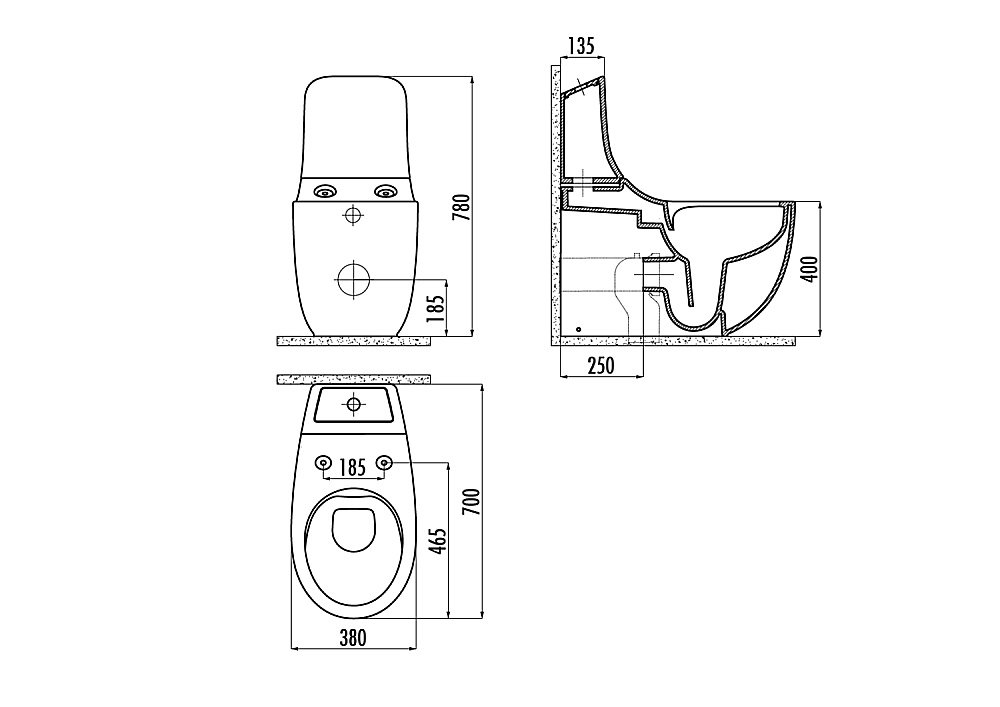 Унитаз напольный Creavit Foglia FG360-11 белый, безободковый, с бачком купить в интернет-магазине Sanbest