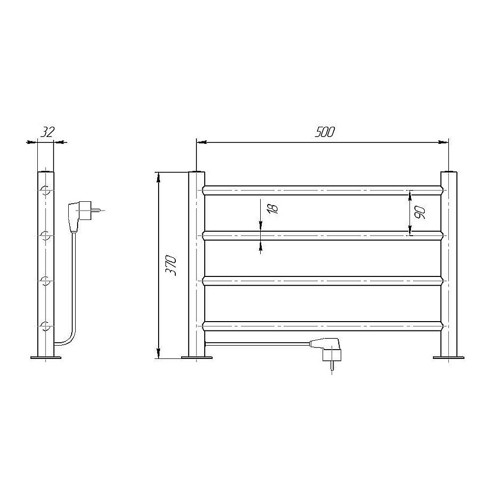 Полотенцесушитель электрический Domoterm DMT-T4 38x53 EK хром купить в интернет-магазине сантехники Sanbest