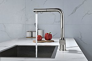 Смеситель для кухни Paulmark Serpentine Se213222-BS брашированная сталь купить в интернет-магазине сантехники Sanbest