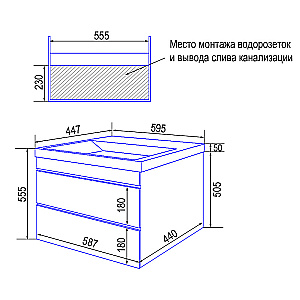Тумба с раковиной Azario Эстима 60/2 CS00094587 графит для ванной в интернет-магазине Sanbest