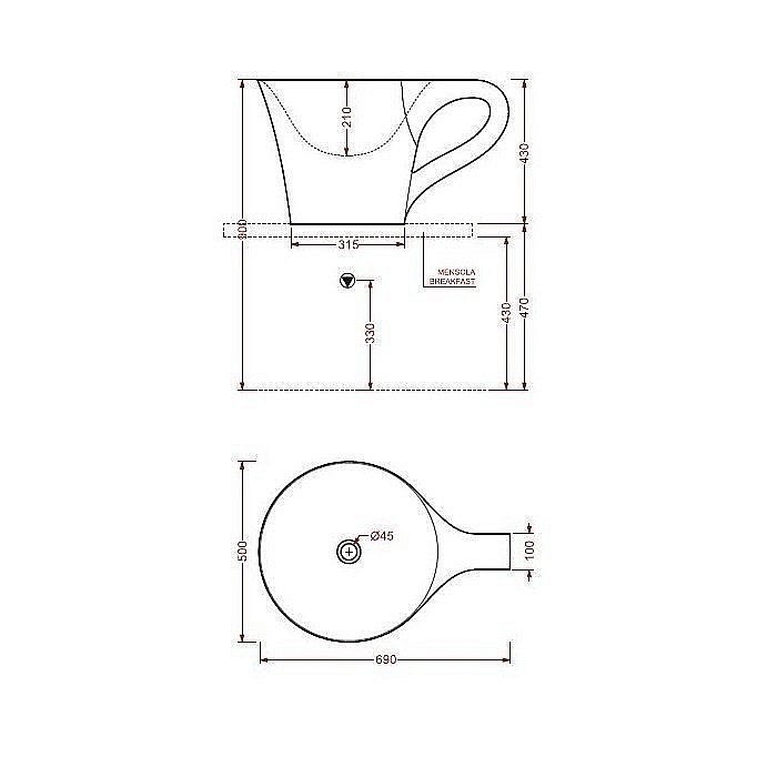 Раковина накладная Artceram CUP 70 OSL005 01 00 bi белая купить в интернет-магазине Sanbest
