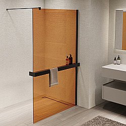 Душевое ограждение Vincea Walk-In VSW-1HR100GSB 100 черный/стекло янтарь купить в интернет-магазине Sanbest