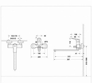 Смеситель для ванны BRAVAT Real F6121179CP-01L купить в интернет-магазине сантехники Sanbest