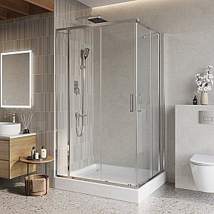 Душевой уголок BelBagno LUCE-AH-22 145х110 стекло прозрачное/профиль хром купить в интернет-магазине Sanbest