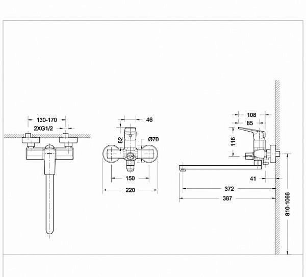 Смеситель для ванны BRAVAT Real F6121179CP-01L купить в интернет-магазине сантехники Sanbest