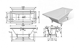 Ванна Эстет Стелла 180х80 купить в интернет-магазине Sanbest