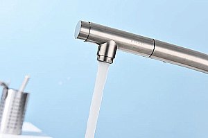 Смеситель для кухни Paulmark Viper Vi213105-BS брашированная сталь купить в интернет-магазине сантехники Sanbest