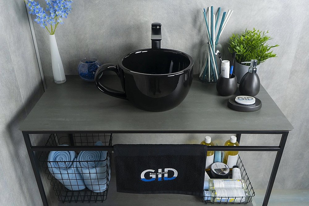 Раковина накладная Gid Creativo 40 Nc9077 52230 черная купить в интернет-магазине Sanbest