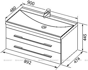 Тумба с раковиной Aquanet Верона 272429 90 New черный матовый для ванной в интернет-магазине Sanbest