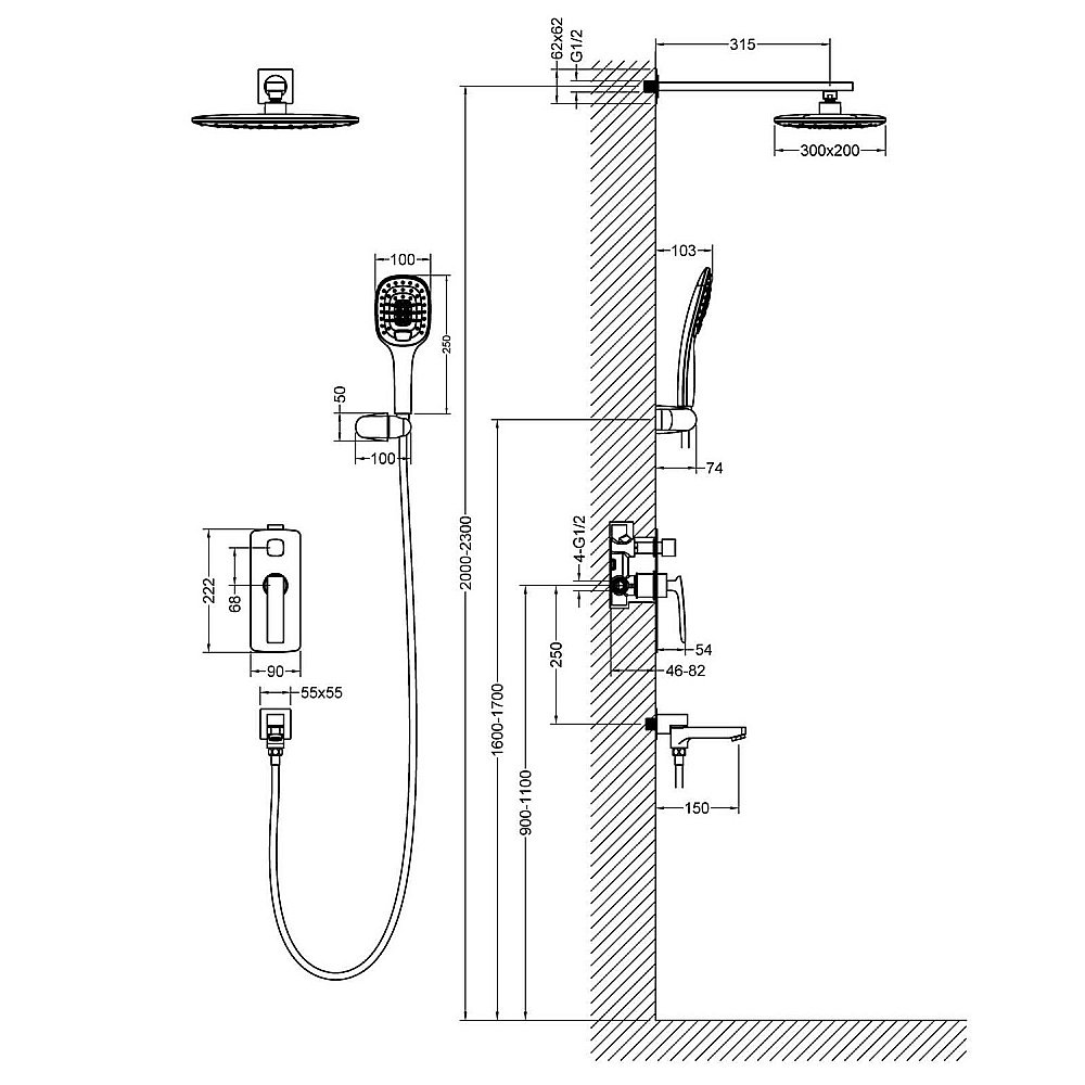 Душевая система Timo HELMI SX-4099/03SM черная матовая купить в интернет-магазине сантехники Sanbest