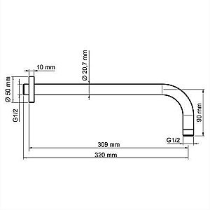 Держатель верхнего душа WasserKRAFT A114 купить в интернет-магазине сантехники Sanbest