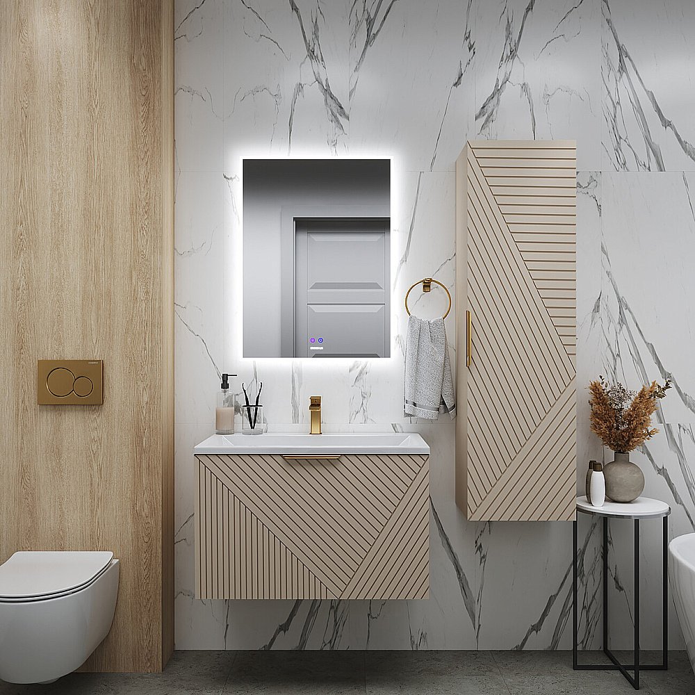 Пенал подвесной Grossman Блисс 37 303547 бежевый матовый для ванной в интернет-магазине сантехники Sanbest