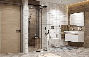 Душевой уголок Ambassador Queen Black 11011204 100x100 стекло прозрачное/профиль черный купить в интернет-магазине Sanbest