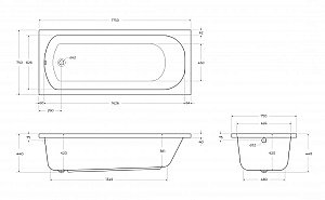 Ванна акриловая Cezares 175x75 ECO-175-75-41-W37 белая купить в интернет-магазине Sanbest