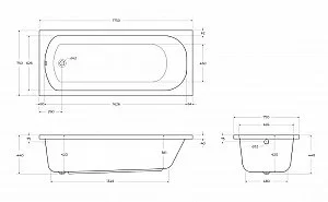 Ванна акриловая Cezares 175x75 ECO-175-75-41-W37 белая купить в интернет-магазине Sanbest