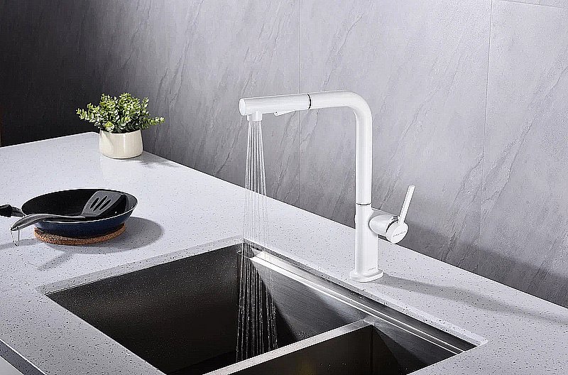 Смеситель для кухни Paulmark Neo Ne214419-WH белый матовый купить в интернет-магазине сантехники Sanbest