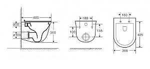 Унитаз подвесной Grossman GR-4412S безободковый, с крышкой микролифт, белый глянцевый купить в интернет-магазине Sanbest