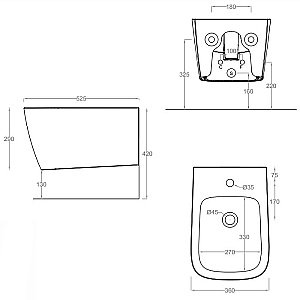 Биде подвесное Artceram A16 Notte купить в интернет-магазине Sanbest