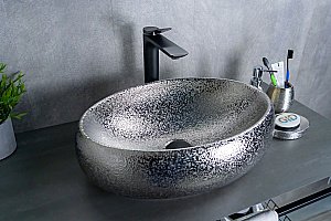 Раковина накладная Gid Lago 48 9030s 52235 серебро купить в интернет-магазине Sanbest