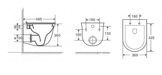 Унитаз подвесной Grossman GR-4412S безободковый, с крышкой микролифт, белый глянцевый купить в интернет-магазине Sanbest