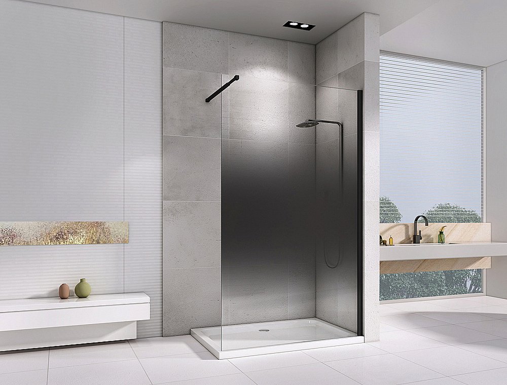 Душевое ограждение Abber IMMER OFFEN 100 прозрачное-тонированное/черный купить в интернет-магазине Sanbest