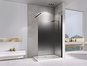 Душевое ограждение Abber IMMER OFFEN 100 прозрачное-тонированное/черный купить в интернет-магазине Sanbest