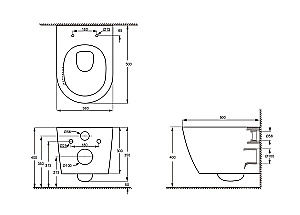Унитаз подвесной Aquatek ЛИБЕРТИ AQ1999T-00+INS-0000012+KDI-0000012+KKI-0000002 белый, безободковый, с крышкой микролифт, слив-торнадо, с инсталляцией и черной матовой кнопкой купить в интернет-магазине Sanbest