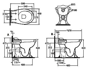 Унитаз с низким бачком Azzurra Jubilaeum JUB100/P белый/бронза купить в интернет-магазине Sanbest