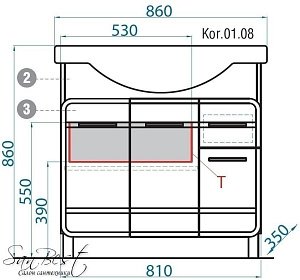 Тумба с раковиной AQWELLA Корсика 85 Т8м для ванной в интернет-магазине Sanbest