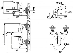 Смеситель для ванны Bravat ELER BLACK F6191238BM-01-RUS купить в интернет-магазине сантехники Sanbest
