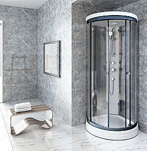 Душевая кабина Радомир Стронг 110х110 1-05-6-0-0-1821 стекло матовое/профиль черный купить в интернет-магазине Sanbest