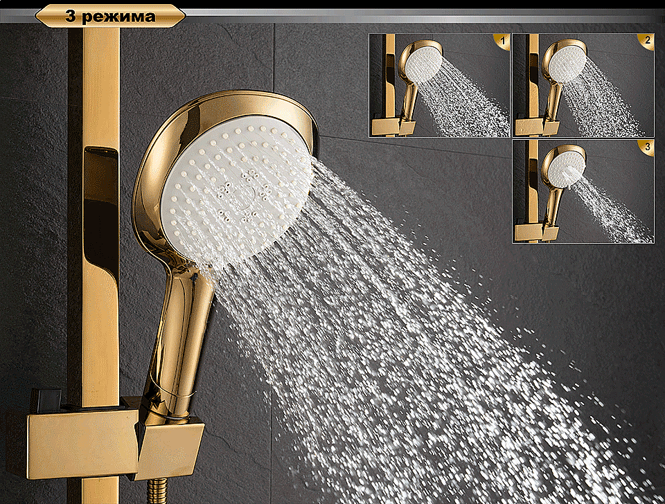 Душевая система D&K Berlin Tourto DA1433703A01 золото купить в интернет-магазине сантехники Sanbest