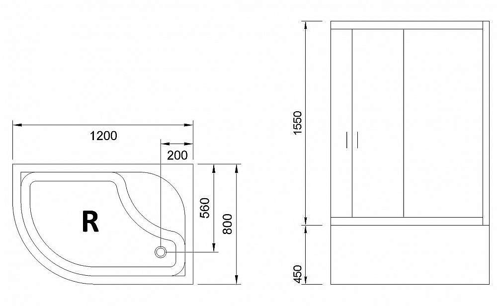 Душевой уголок Royal Bath RB8120BK-T 120х80 прозрачный купить в интернет-магазине Sanbest