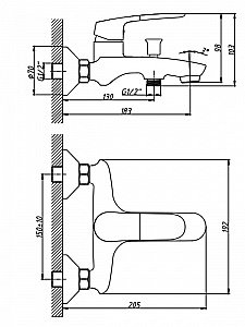 Смеситель для ванны Orange Sonic M08-100cr купить в интернет-магазине сантехники Sanbest