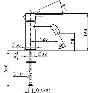 Смеситель для раковины Cisal LESS NEW LN00054040 черный купить в интернет-магазине сантехники Sanbest